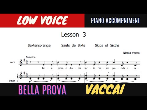 Vaccai lesson III Bella Prova - piano accompaniment - low voice