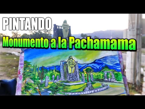 Pintando Monumento a la Pachamama, en Santa María (Catamarca - Argentina)