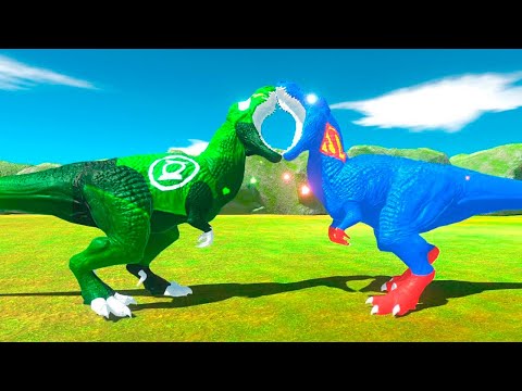 GREEN LANTERN VS SUPERMAN. T-REX VS T-REX - Animal Revolt Battle Simulator