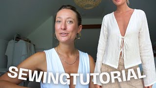Easy follow along sewing tutorial - tie up blouse [with sewing pattern]