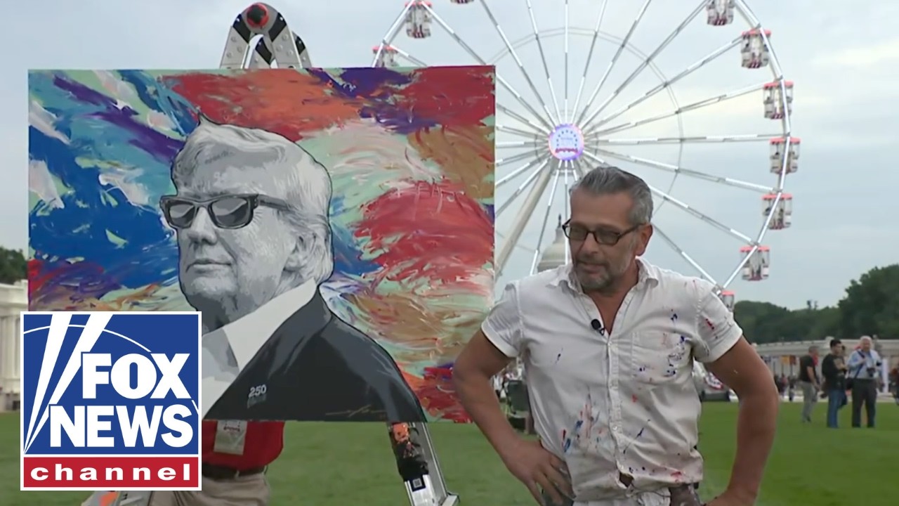 ‘THE GOAT’: Artist paints President Trump LIVE