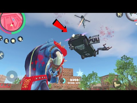 Rope Hero: Vice Town (Rope Hero Fly Car Hit Chopper) Car Collision with Helicopter - Gameplay HD