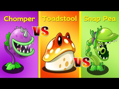 PvZ 2 SNAP PEA Vs CHOMPER Vs TOADSTOOL -Which Plant Is Best ?  Plants Vs Zombies 2 Gameplay