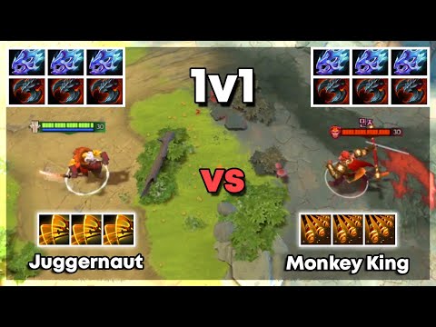 Juggernaut vs Monkey King with 3x Moon Shards and 3x Satanic - Dota 2 1v1
