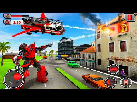 Firefighter Flying Robot Transform - City Fire Truck Simulator - android gameplay.