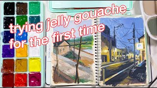 Trying jelly gouache for the first time (Arrtx jelly gouache set)