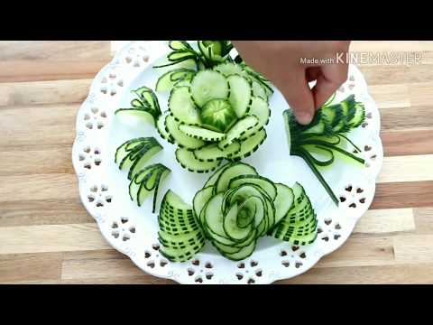 Cucumber Carving, Cucumber Garnish,