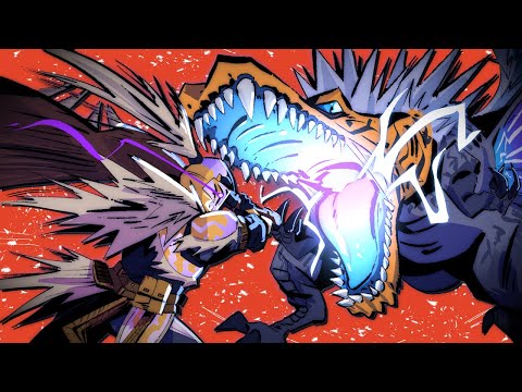 parrying the lightning tyrannosaurus so i can eat him and wear his skin