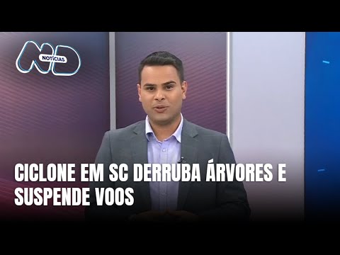 Central do Tempo - Ventania derruba árvores e suspende voos em Santa Catarina