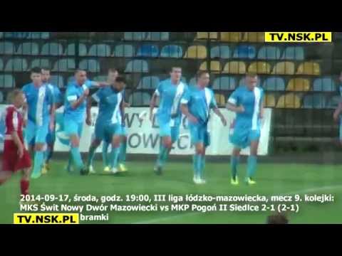 tv.nsk.pl 2014-09-17 MKS Świt Nowy Dwór Mazowiecki - MKP Pogoń II Siedlce 2-1 (2-1) bramki