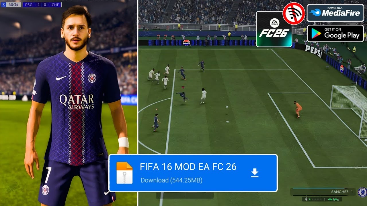 FIFA 16 Mobile MOD EA FC 26 Android Offline 2026 Gameplay