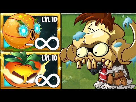 One Plants use POWER UP Infinite Vs 100 Mammothhead Zombies - PvZ 2 Challenge