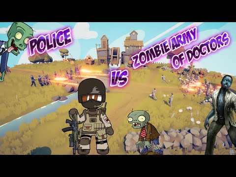 POLICE vs. ZOMBIE army of doctors(first person) - 🌈Totally Accurate Battle Simulator TABS