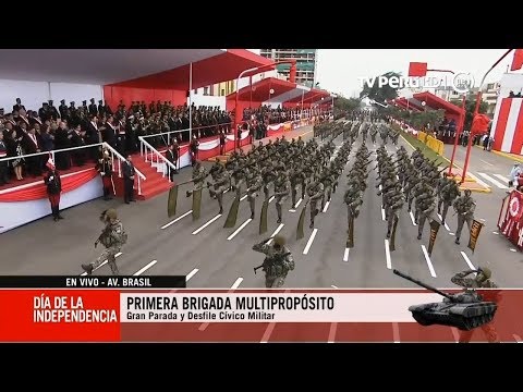 Peruvian Army displays martial step during Grand Military Parade