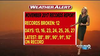 The latest 90° recorded in Tucson today. But dropping to the 70s then the 60s in our 7-day forecast.