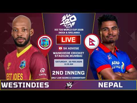NEPAL VS Westindies 25TH MATCH LIVE SCORE & COMMENTARY || T20 WORLD CUP  | NEP vs Wi 2nd Inning