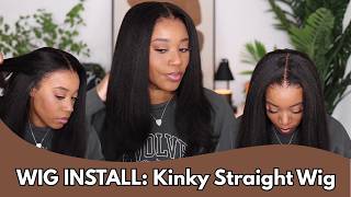 Achieving a Silk Press Look at Home😍Kinky Straight Glueless Wig Start to Finish Install | Myfirstwig
