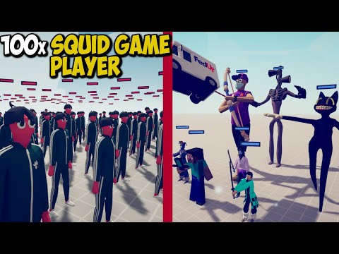 100x SQUID GAME PLAYER vs ORIGINAL CUSTOM UNITS - Totally Accurate Battle Simulator TABS