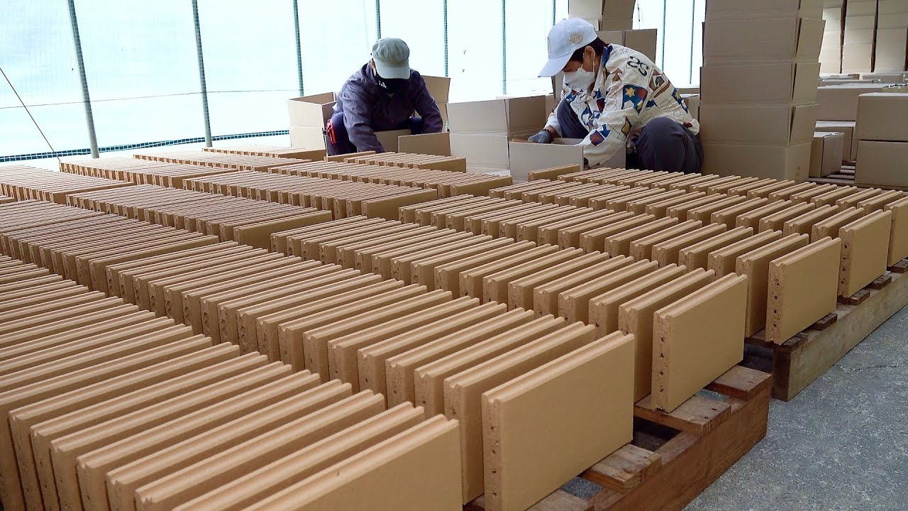 Mass Production Process of Thousands of Bricks by an Amazing Red Clay Brick Factory