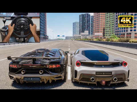 Lamborghini Aventador SVJ & Ferrari 488 Pista | TDU Solar Crown | Thrustmaster T300RS Gameplay