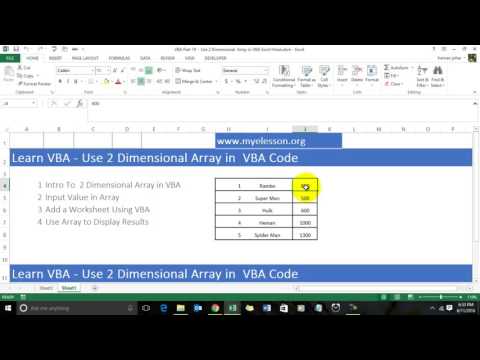 Learn VBA Part 19- Use 2 Dimensional Array in VBA Hindi