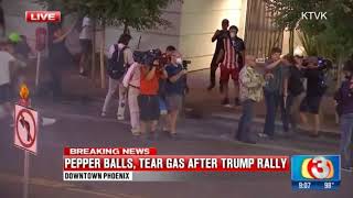 Antifa Commie Gets Shot in Crotch with Pepper Ball At Trump Phoenix Rally