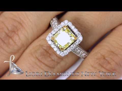 FD-501 - 4.15 Carat Fancy Yellow Radiant Cut Diamond Engagement Ring 18k Vintage Style