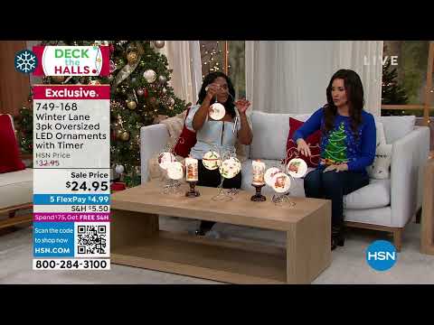 Winter Lane Oversized LED Ornaments with Timer  Set of 3