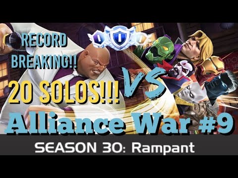 MCOC - Alliance War - Season 30 - War #9 - Record Breaking 20 Solos!! + Modok Boss Solo!!!