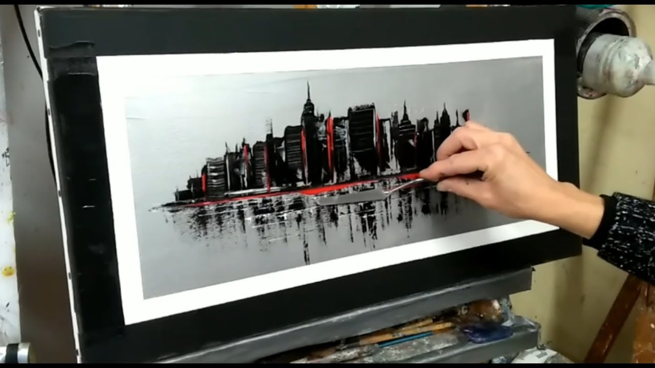 COURS DE PEINTURE: Black&White Manhattan avec PEBEO par Nelly LESTRADE