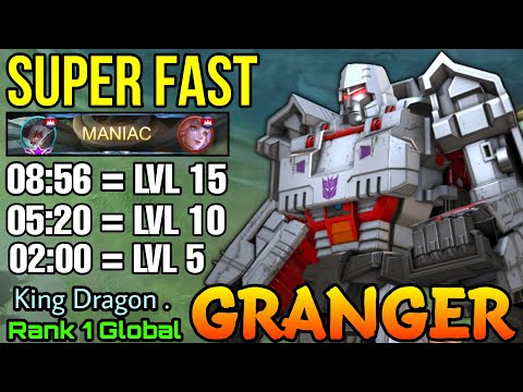 Super Fast Farming Granger 8 Mins Level 15!! - Top 1 Global Granger by King Dragon. - MLBB
