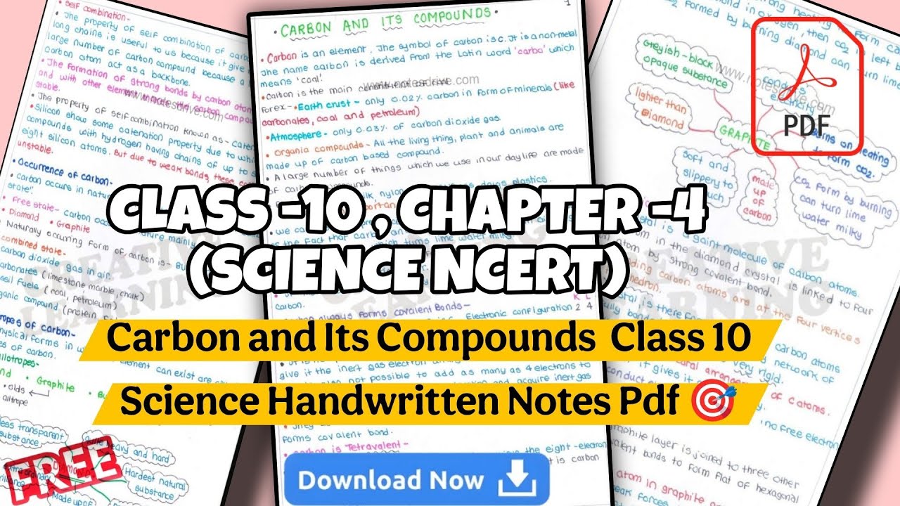 Carbon and Its Compounds Class 10 | Handwritten Notes PDF 🔥 Must for Boards 2025!