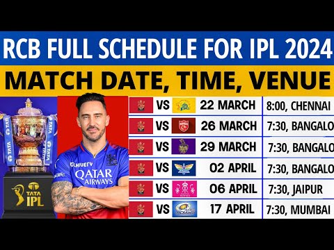 IPL 2024 - Royal Challengers Bangalore Match Schedule | RCB Match Schedule 2024 | RCB Schedule 2024