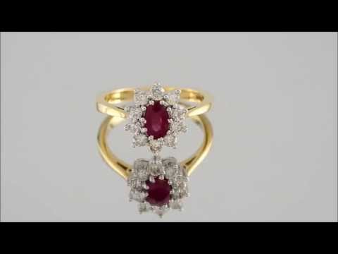 18ct Gold 1/2ct Diamond And Ruby Cluster Ring - D3302