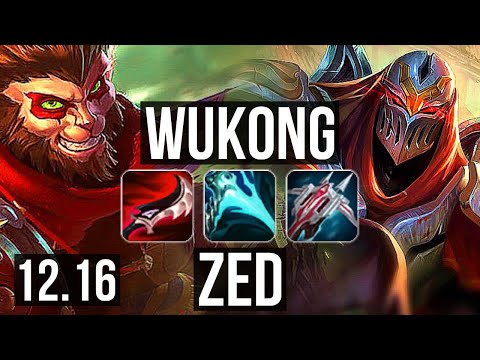 WUKONG vs ZED (MID) | 3.7M mastery, 7 solo kills, 1300+ games, Godlike, 23/6/9 | EUW Diamond | 12.16