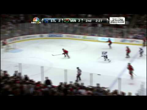 Matt Moulson wrist shot goal 3-2 St. Louis Blues vs Minnesota Wild 4/10/14 NHL Hockey.