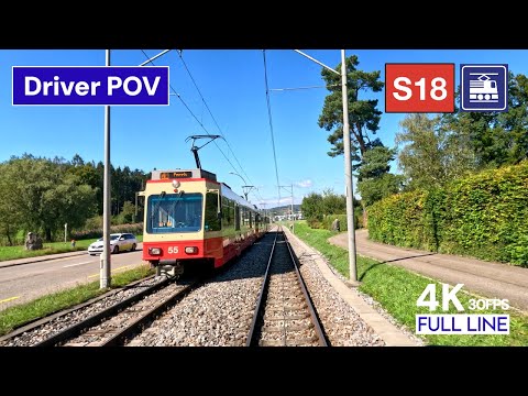 🇨🇭 Führerstandsmitfahrt Forchbahn Zürich (S18) Driver's POV  | Esslingen - Stadelhofen [4K]