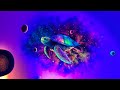 Space Sea Turtle - Black Light Mural - by Antonipaints