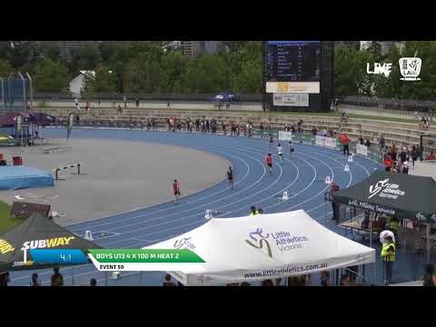 Boys U13 4 x 100m Heat 2 - 2018 SUBWAY State Relay Championships // LAVicTV