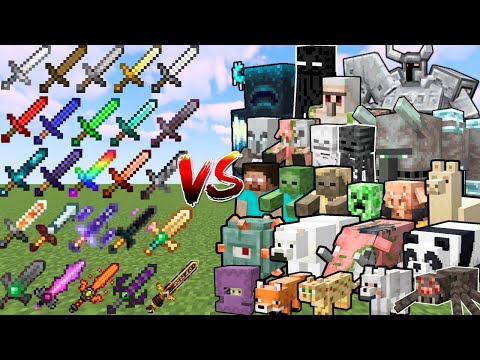 ALL Minecraft Swords vs Every Minecraft Mob