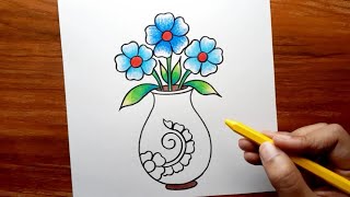 Flower Pot Drawing  Simple Flower Pot Drawing  Eas