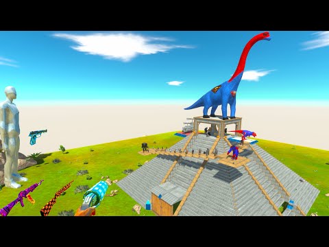 FPS PERSPECTIVE vs BRACHIOSAURUS PYRAMID RESCUE MISSION - Animal Revolt Battle Simulator