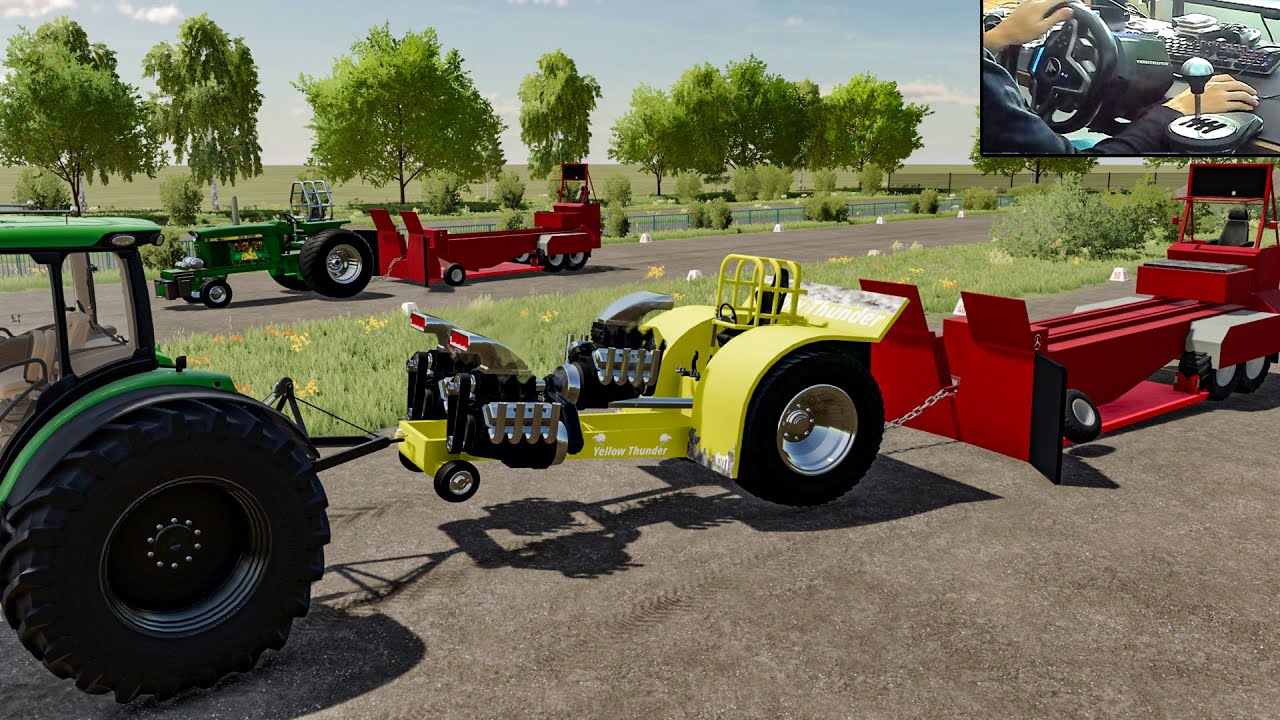 TRACTOR PULLING with Racing tractors on Farming Simulator 22 (Thrustmaster T248 gameplay)