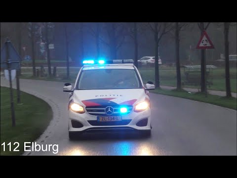 PRIO 1 Politie B-Klasse 2018 Basisteam Veluwe-Noord met spoed naar een winkelbrand in Elburg
