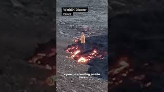 🤯What happens if we press lava? Crazy images of people stepping on lava! #volcano