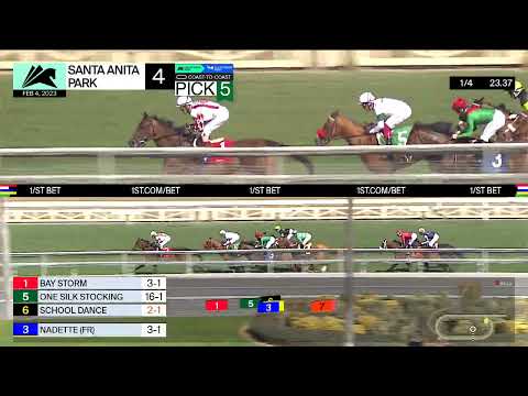 Quattroelle (IRE) wins the Megahertz Stakes on Saturday, February 4 at Santa Anita Park