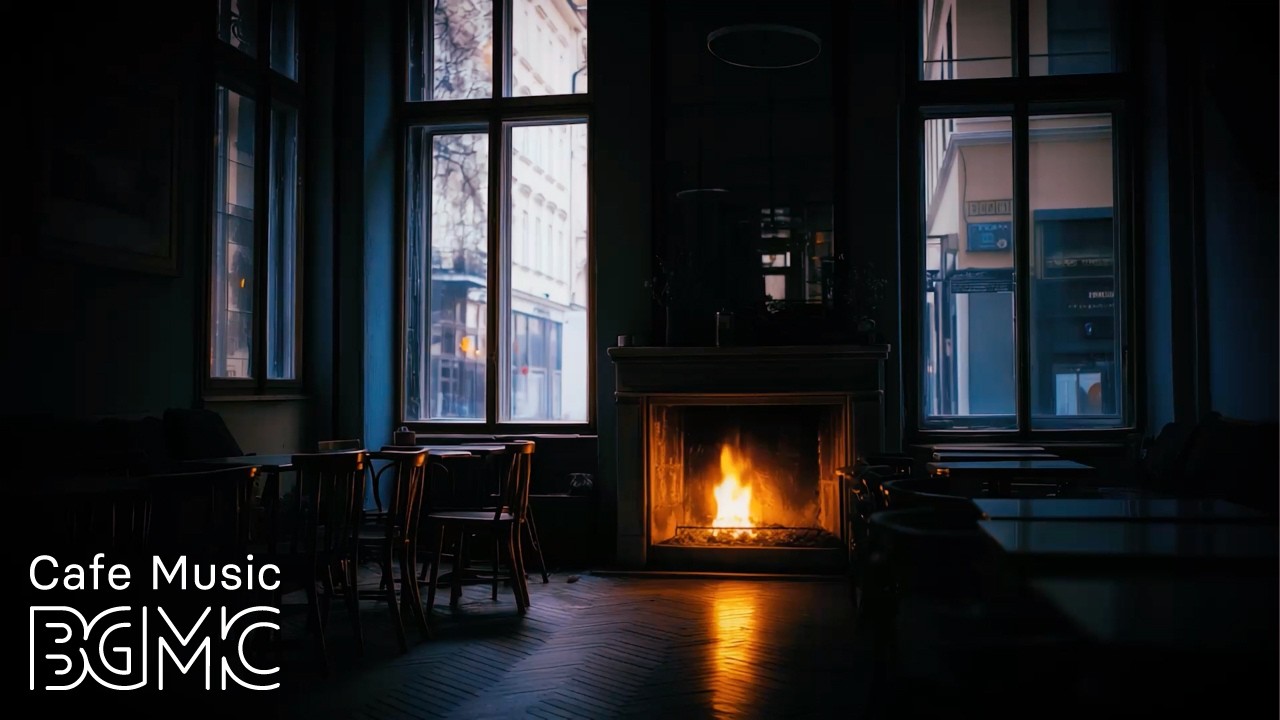 4K Cozy Fireplace Cafe ☕️ Slow Bossa Nova | Chill Cafe Music for Work & Study