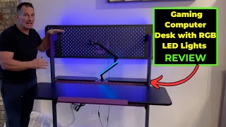 RSPGAME Gaming Computer Desk with RGB LED Lights