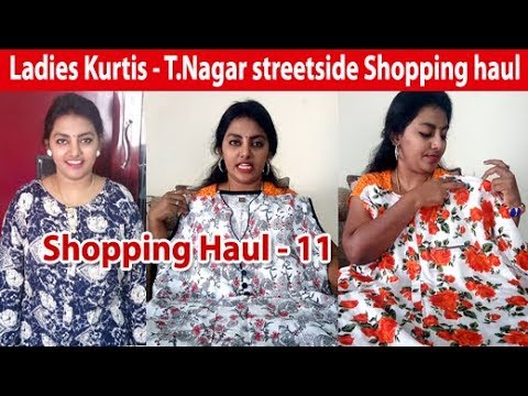 Shopping Haul in Tamil / Shopping Haul t.nagar streetside / Shopping Haul 11 Ladies Kurtis Video
