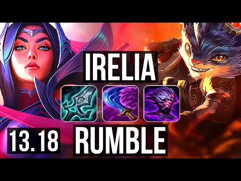IRELIA vs RUMBLE (MID) | 7 solo kills, 65% winrate | EUW Master | 13.18